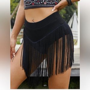 Black Fringe panty shorts